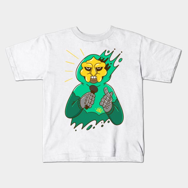 MF DOOM Gold Mask Kids T-Shirt by geolaw